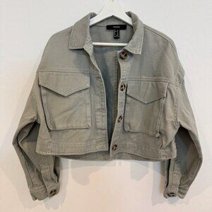 Forever 21 Cropped Cargo Outdoor Casual Utility Military Jacket Green F21 Medium